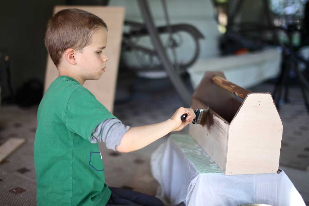 painting DIY Wooden Tool Box