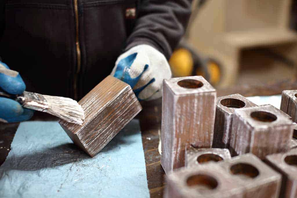 painting wood candle holders