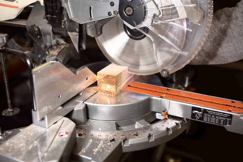 using miter saw to cut wood