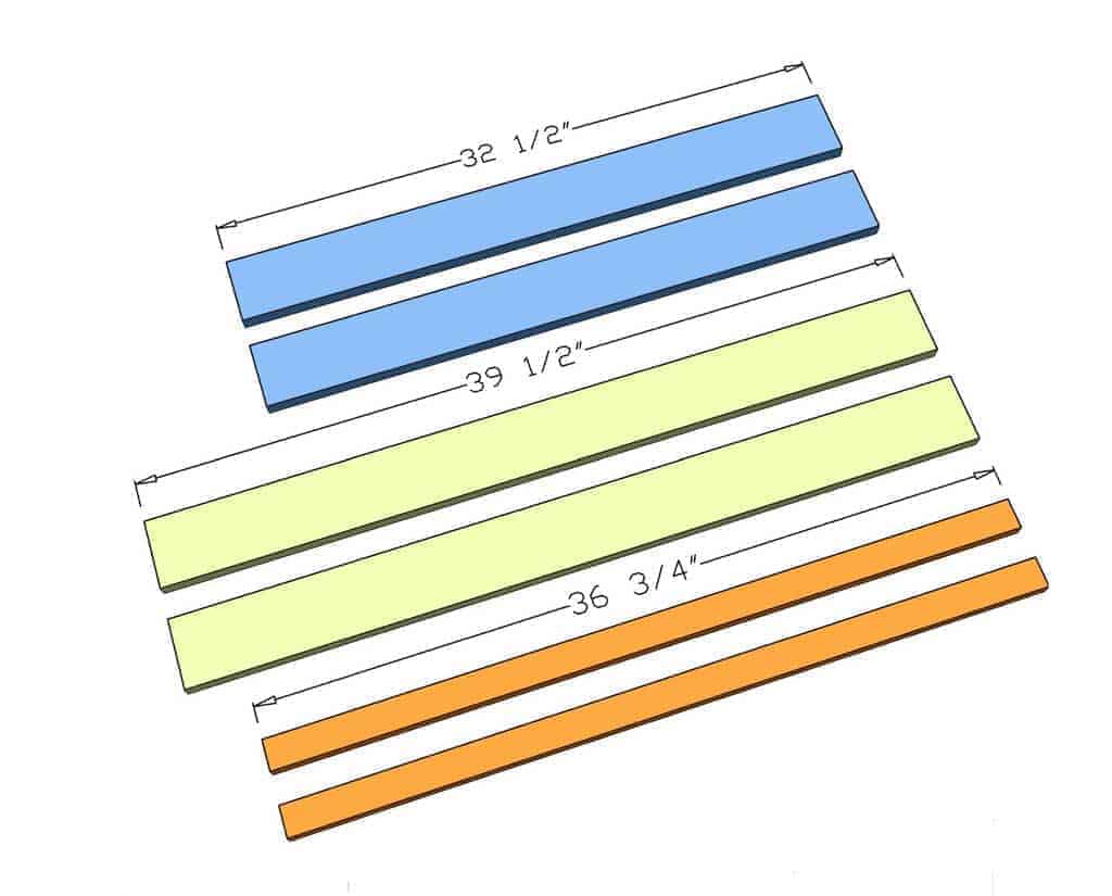 wood pieces dimensions for DIY mirror Frame for Entryway