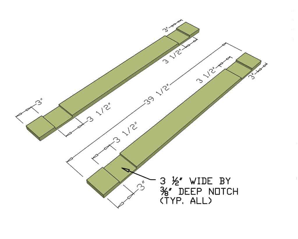 long pieces of the frame