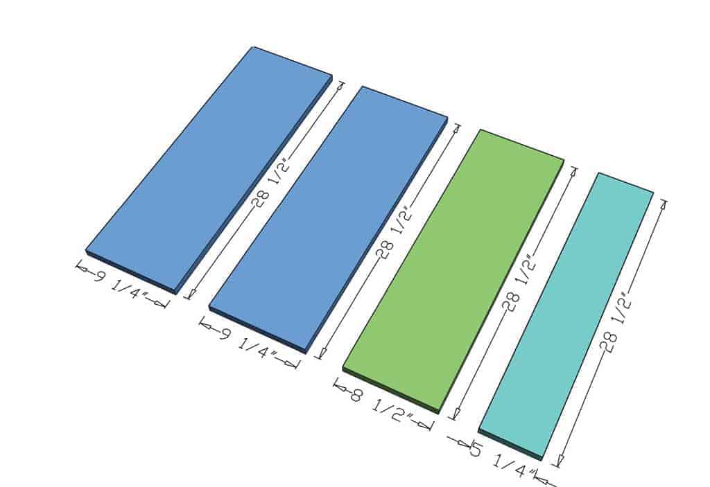 shelf dimensions for the DIY Curved Shelf