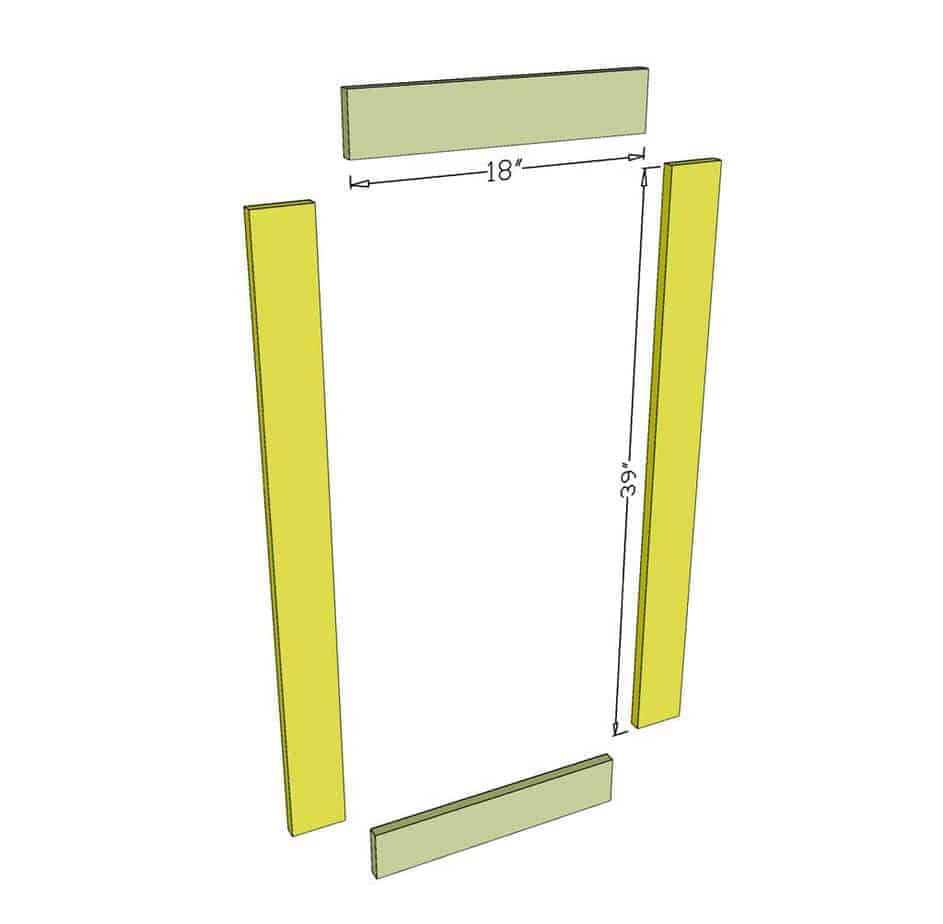 DIY Back of Door Shelf frame dimensions