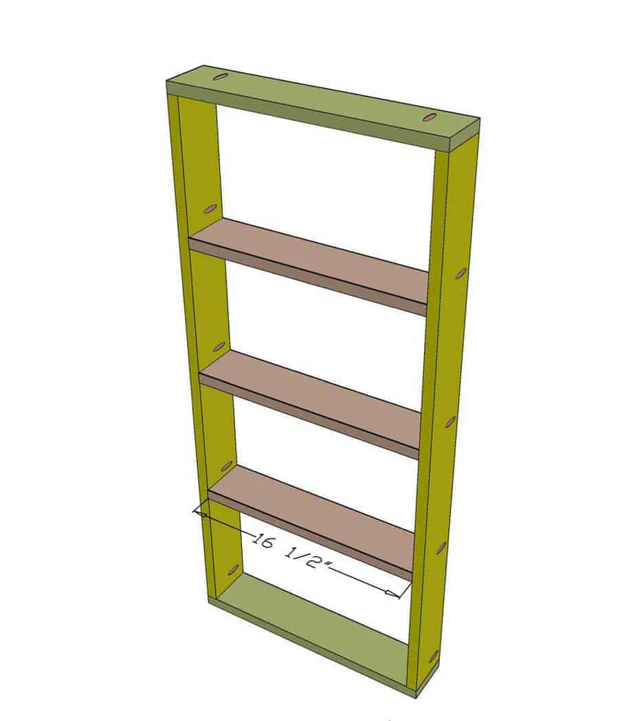 shelves attached for DIY Back of Door Shelf