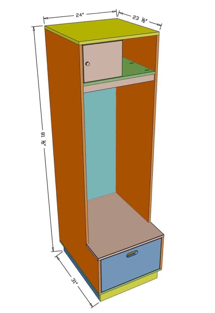 DIY Mudroom Locker dimensions