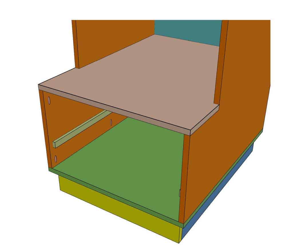 attaching seating board of the DIY Mudroom Locker