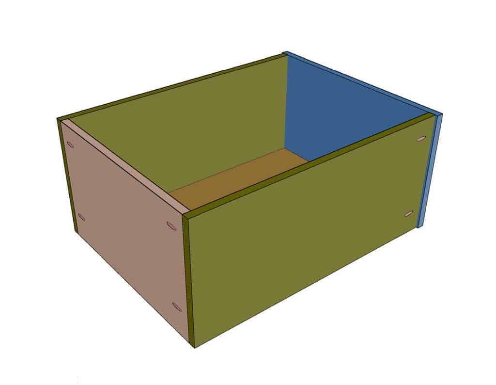 drawer box of the DIY Mudroom Locker