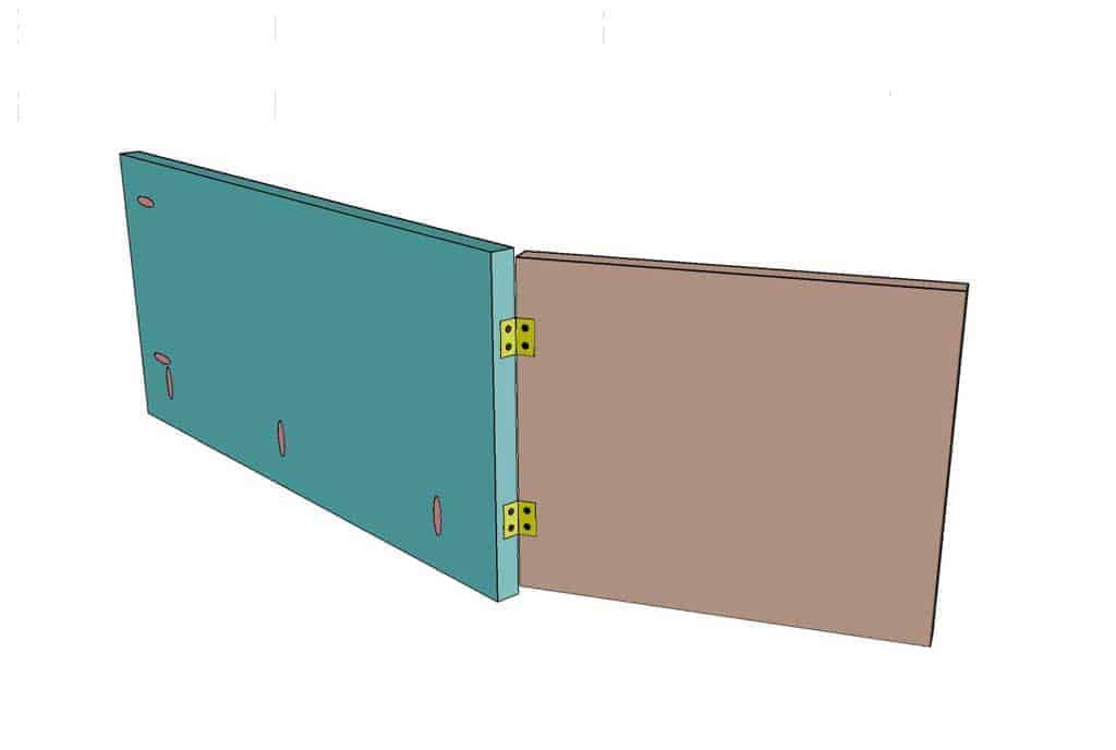 attaching door to the middle shelf board of the DIY Mudroom Locker