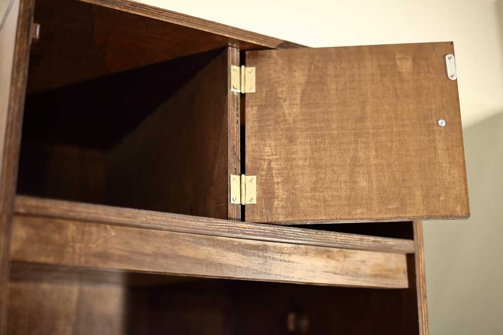 attached door with hinges for DIY Mudroom Locker