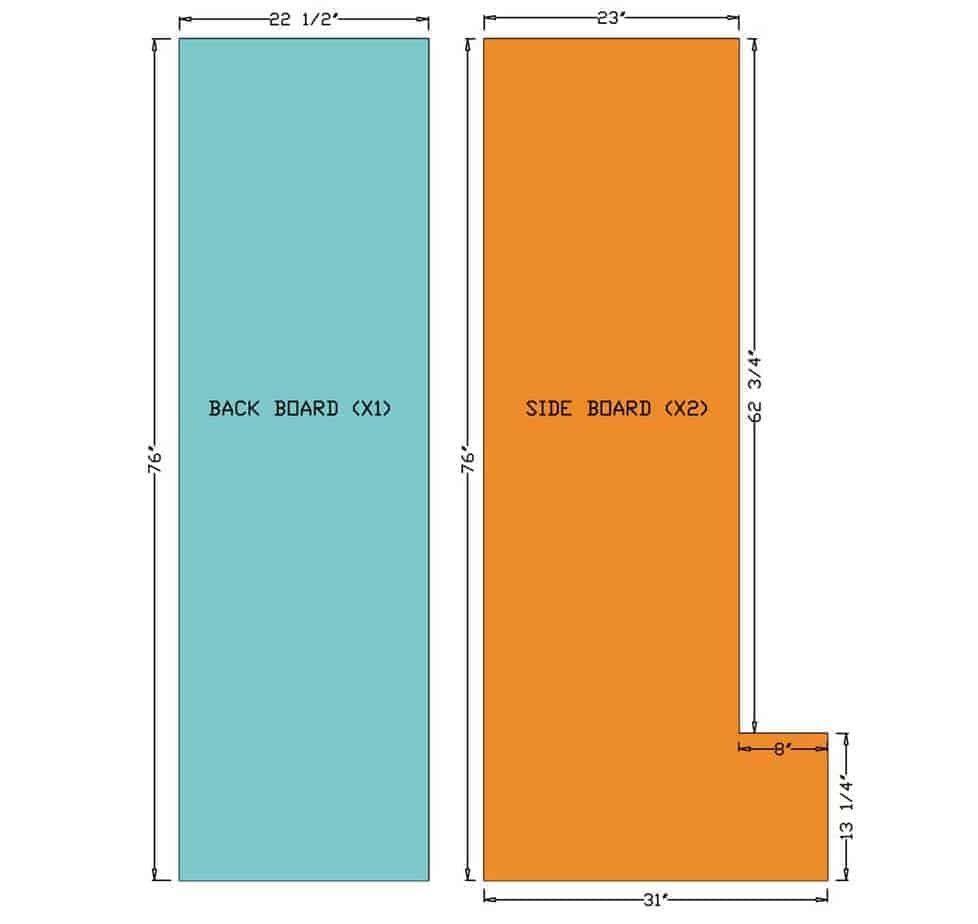dimensions for the side pieces of the DIY Mudroom Locker