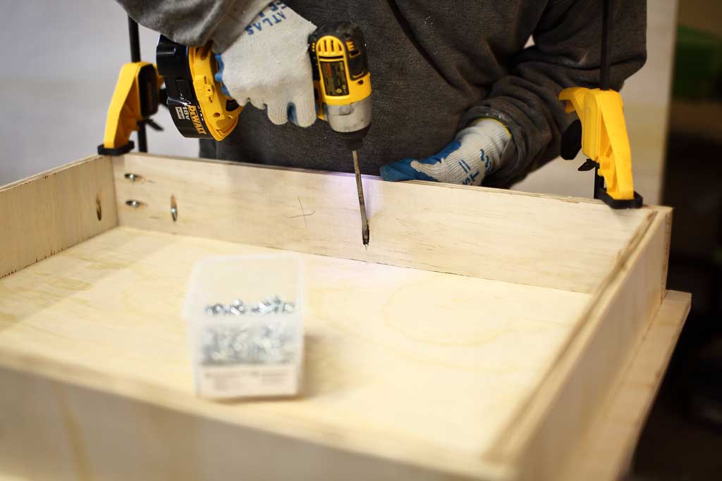 attaching board of the base for DIY Mudroom Locker