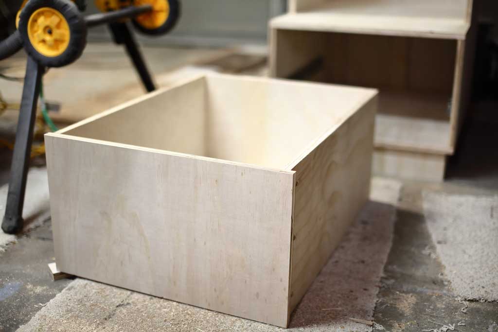 drawer box for DIY Mudroom Locker