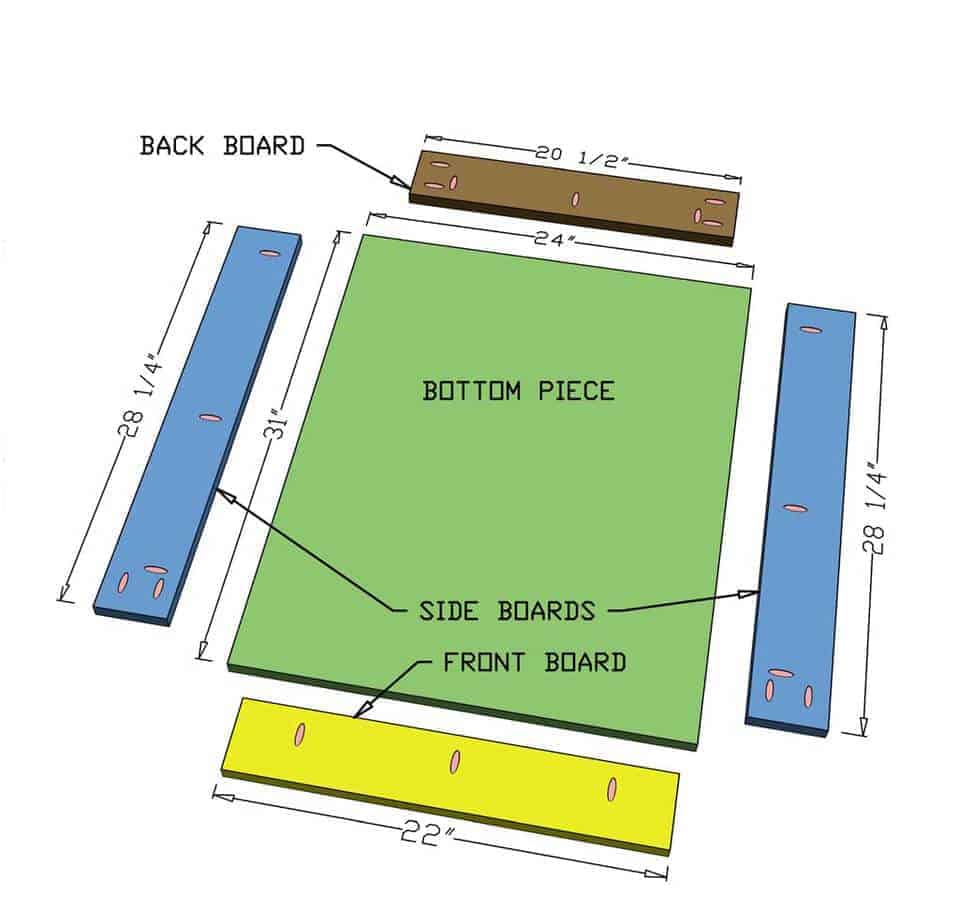 pieces for the base of the DIY Mudroom Locker