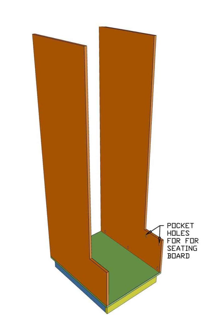 installing the side pieces of the DIY Mudroom Locker