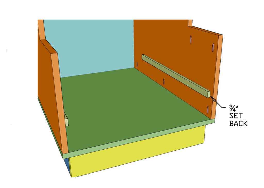 installing drawer slider inside the DIY Mudroom Locker