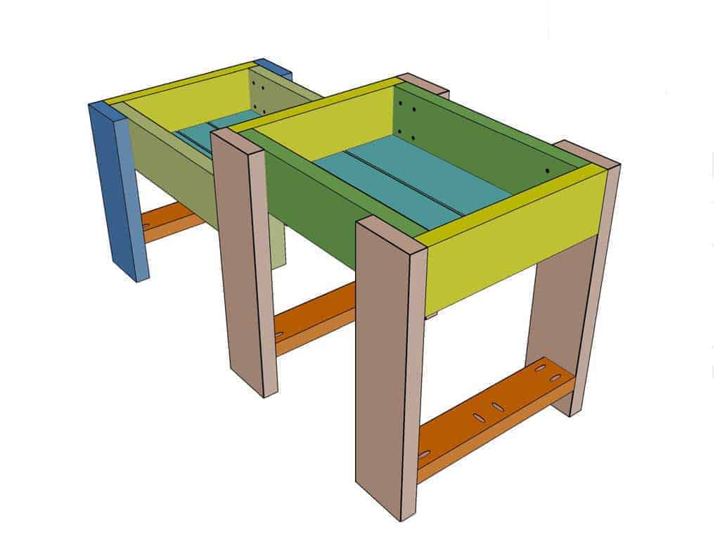 lower and upper frame attached for DIY Sensory Table