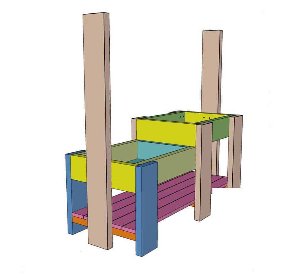 side boards attached for DIY Sensory Table