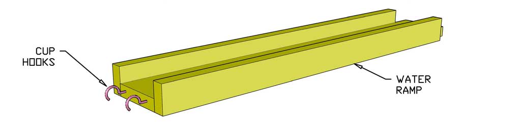 cup hooks on water ramps for DIY Sensory Table