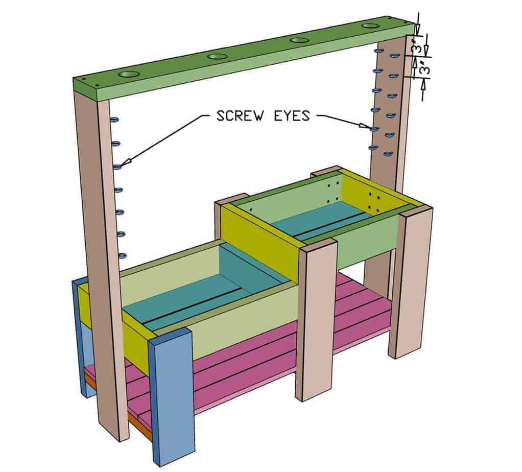 screw eyes for DIY Sensory Table