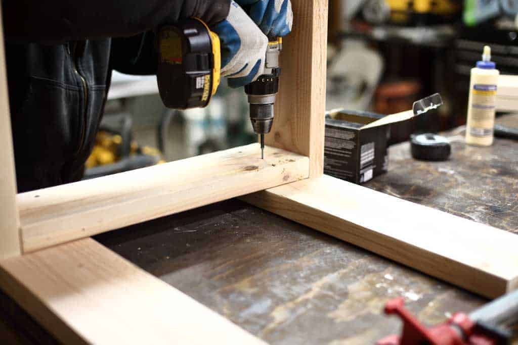 attaching wood together for DIY Sensory Table