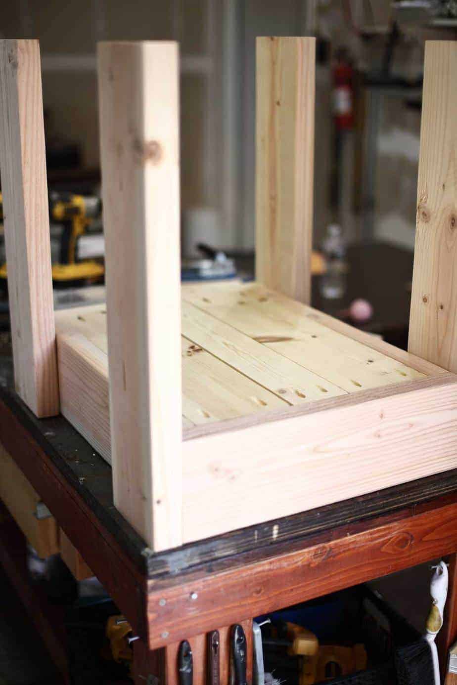 bottom boards of the upper frame for DIY Sensory Table
