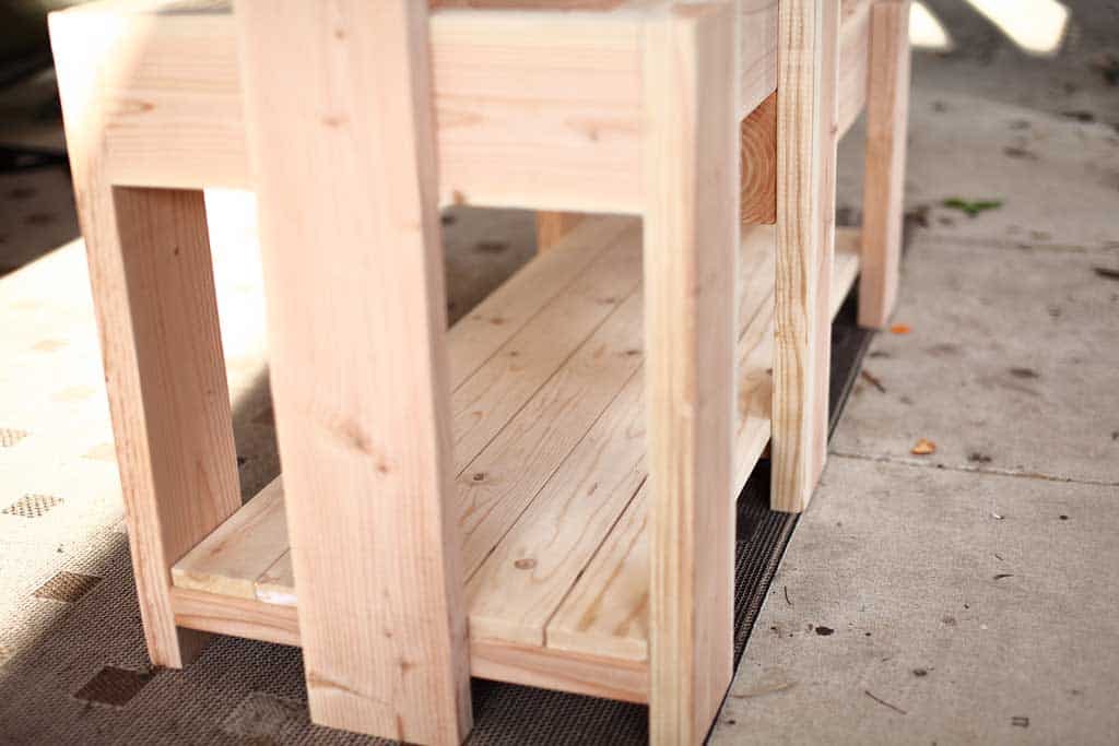 bottom shelf boards for DIY Sensory Table