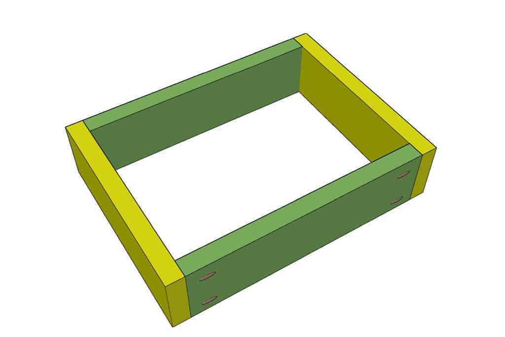 upper frame boards attached for DIY Sensory Table