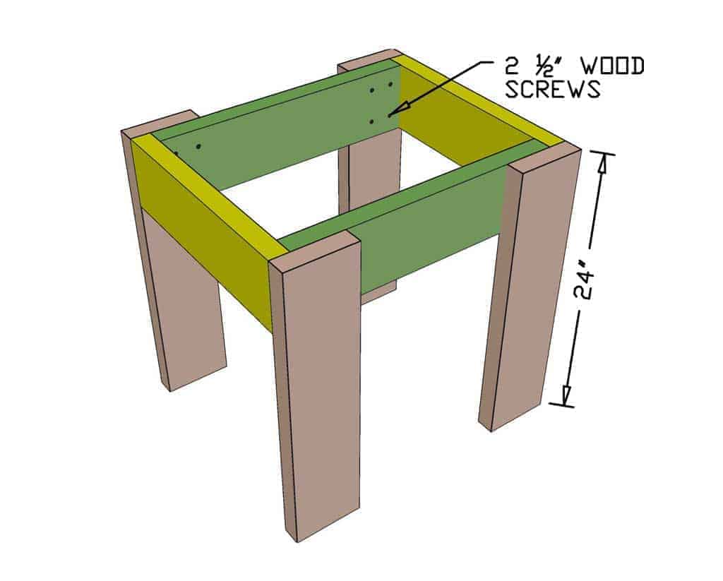legs attached for DIY Sensory Table