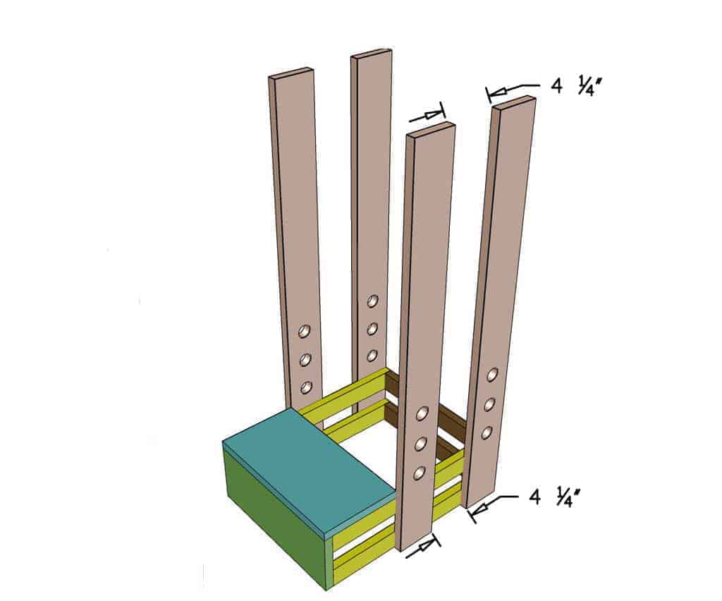 attach the front legs for the DIY Toddler Step Stool