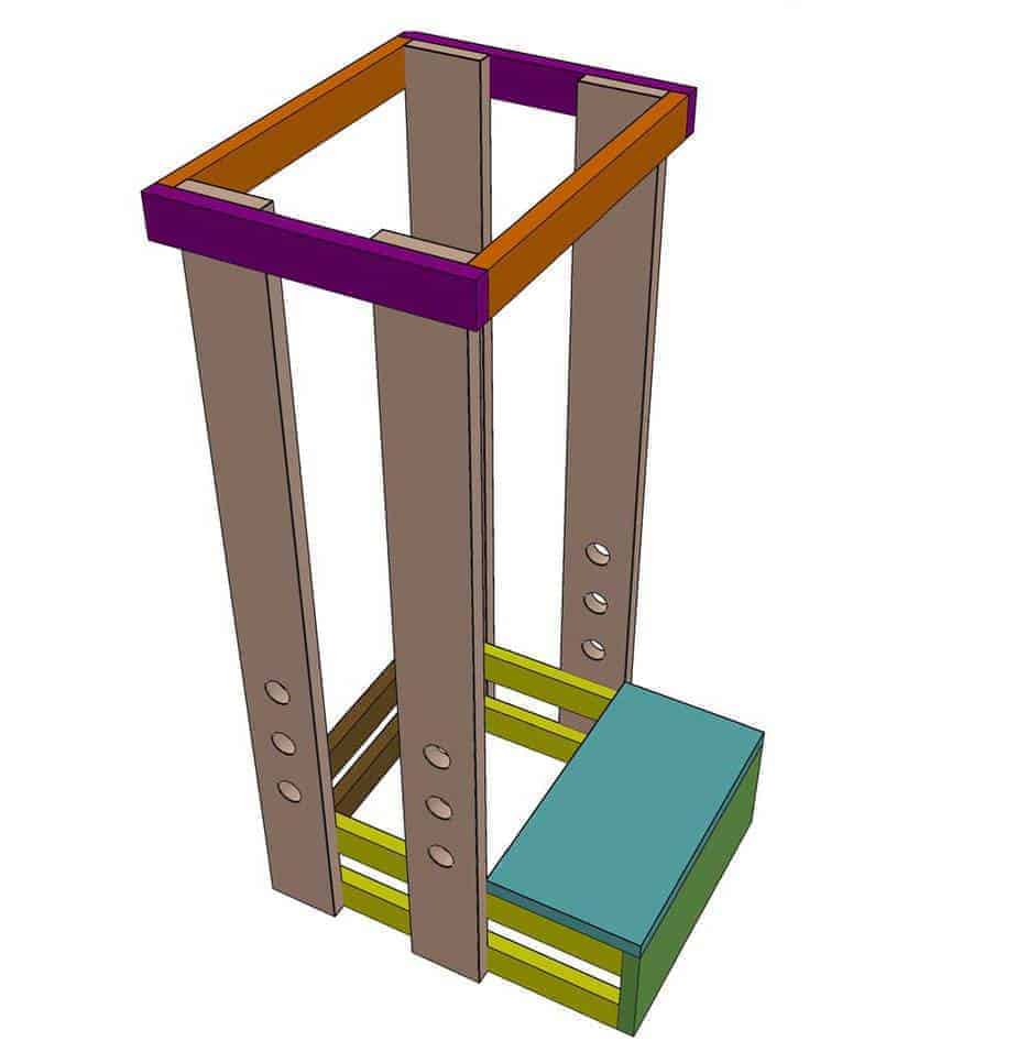 attach rail guards for the DIY Toddler Step Stool