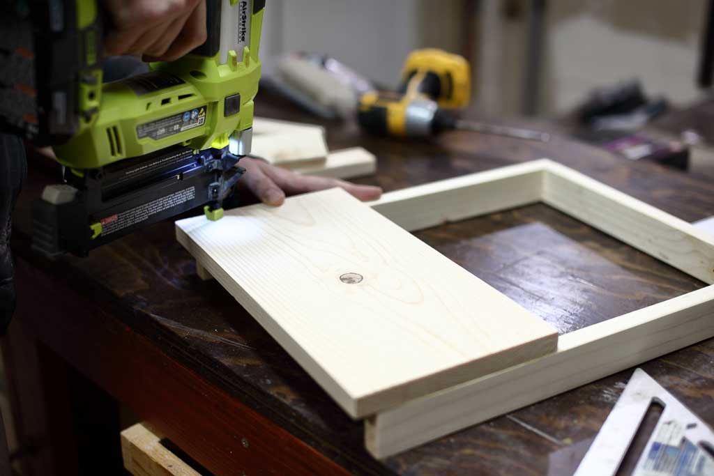 attaching the lower step for the DIY Toddler Step Stool