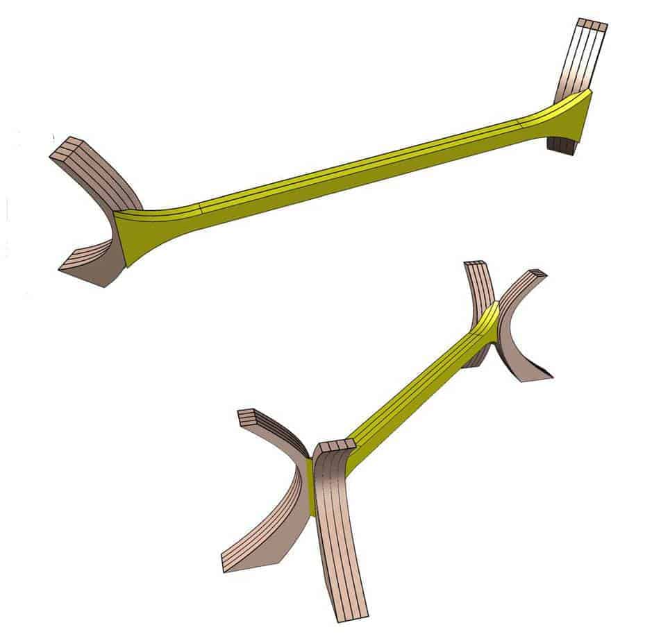 attaching the stretcher to the curved legs