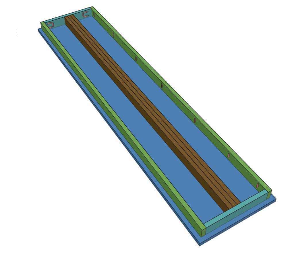 installing a rail support under the bench