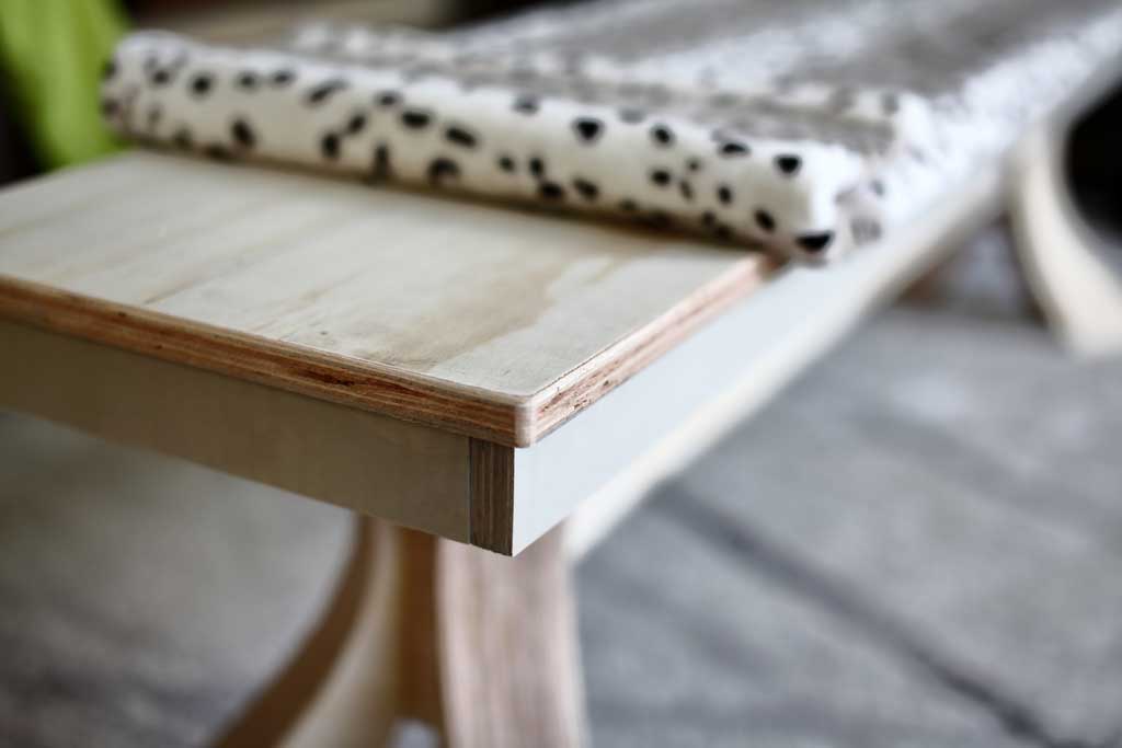 covering bench top with fabric