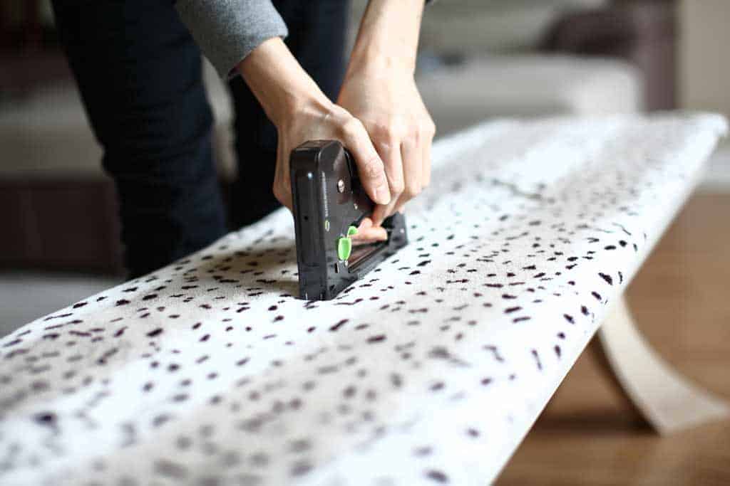 stapling fabric to bench top