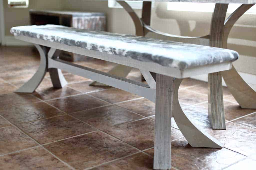 DIY dining table bench with curved legs