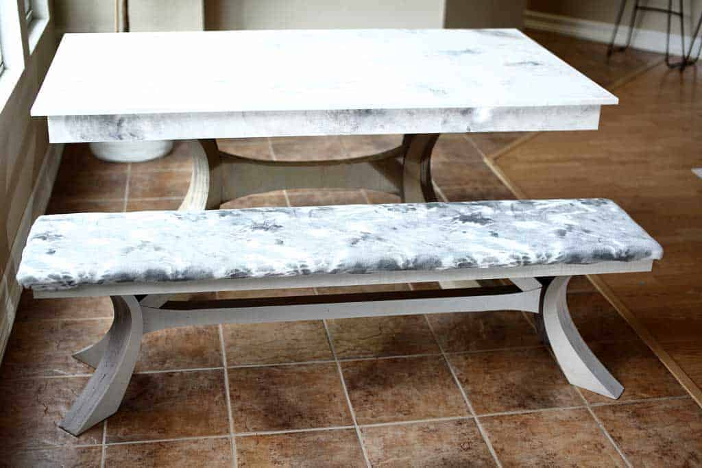 DIY dining table bench with curved legs