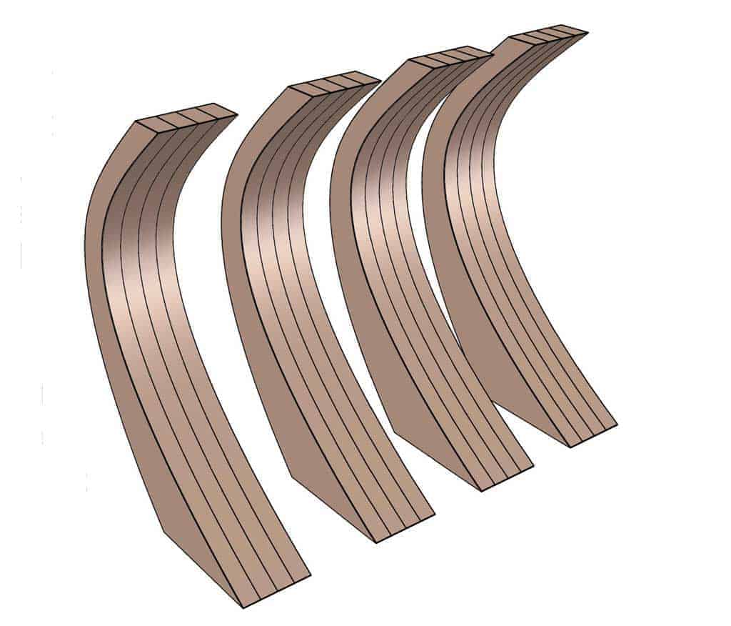 attaching curved legs together by pairs