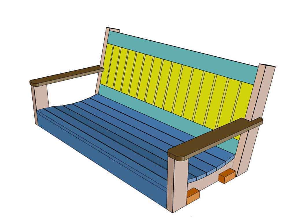 installing the armrest of the swing bench