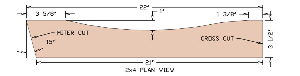 dimensions of the seat support for the DIY swing bench