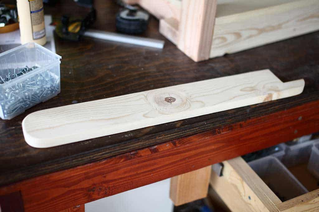 armrest board of the DIY Outdoor swing Bench