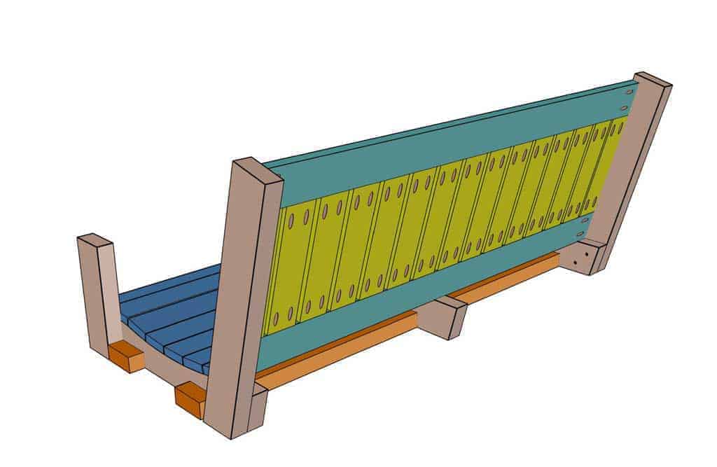 attaching the backrest panel of the swing bench