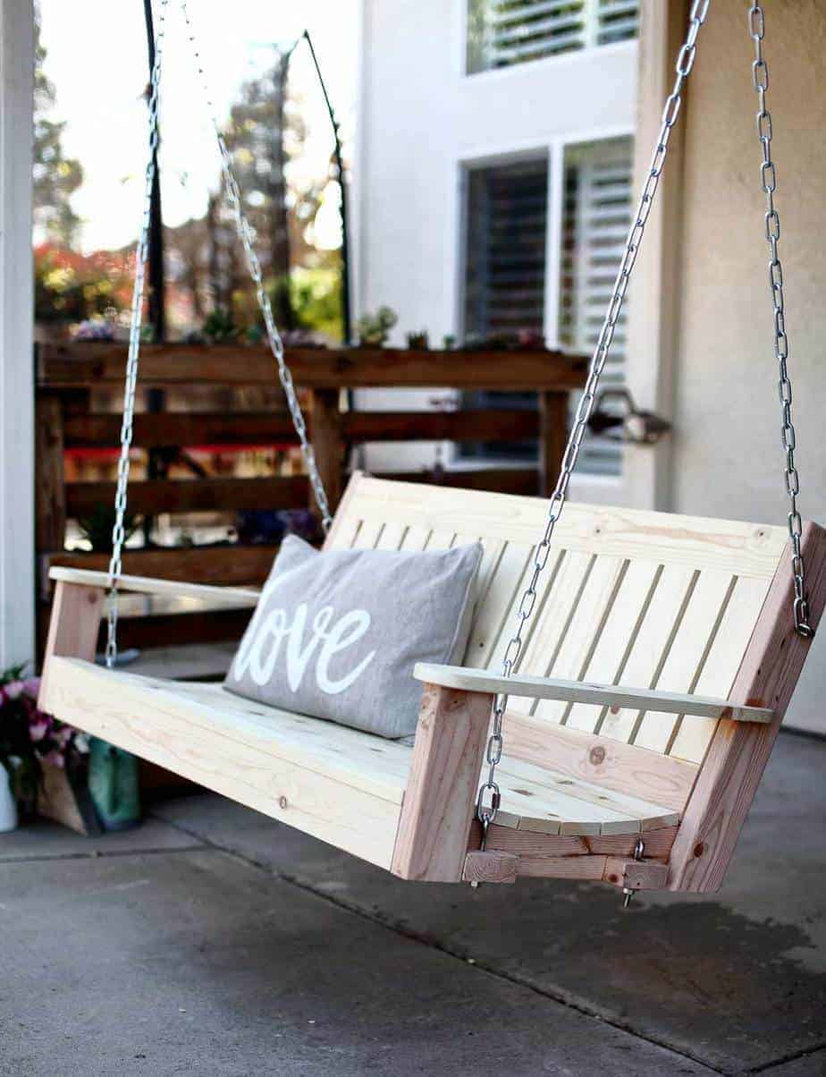 DIY outdoor swing bench