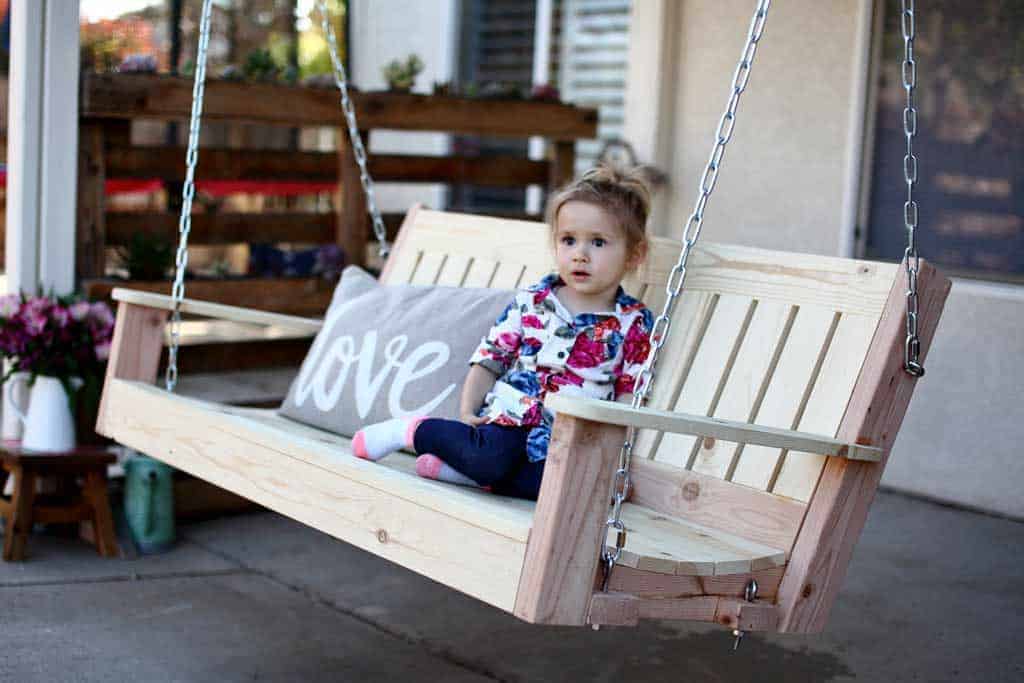 DIY outdoor swing bench