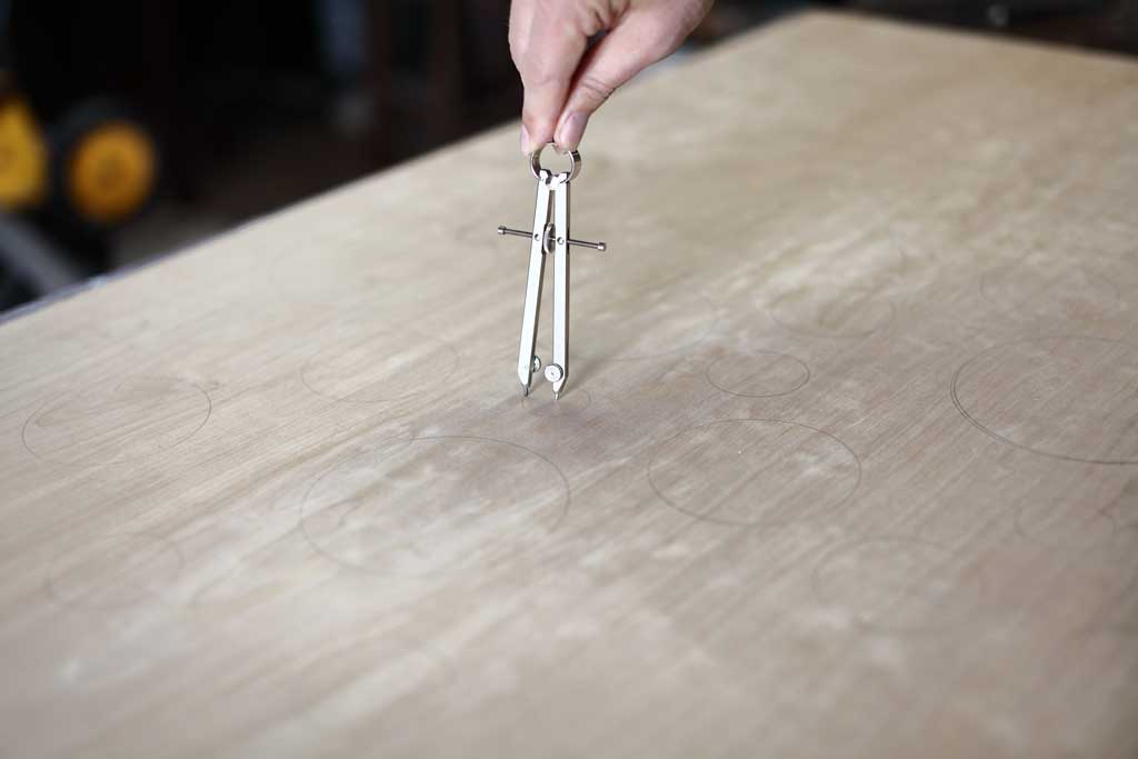 drawing circles on the plywood