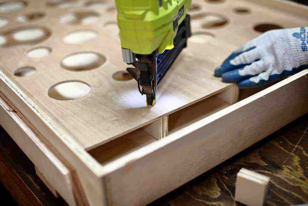 attaching 2x2 blocks for the DIY Wall Ball Maze Game