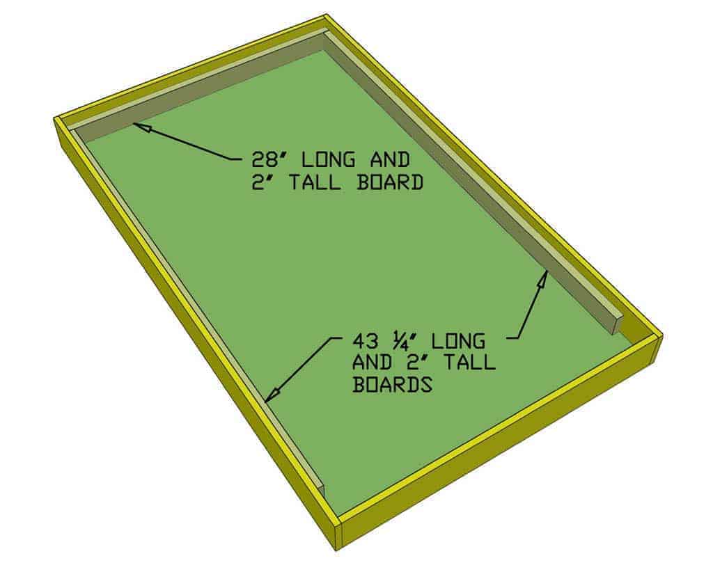 inserting 2" wide block inside the frame