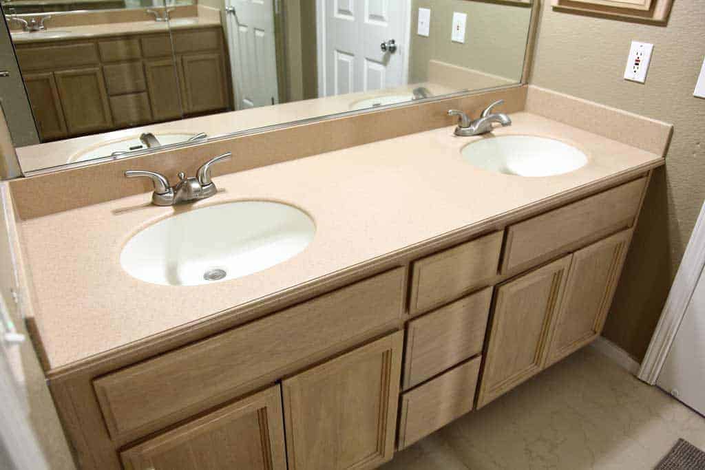bathroom vanity with two sinks