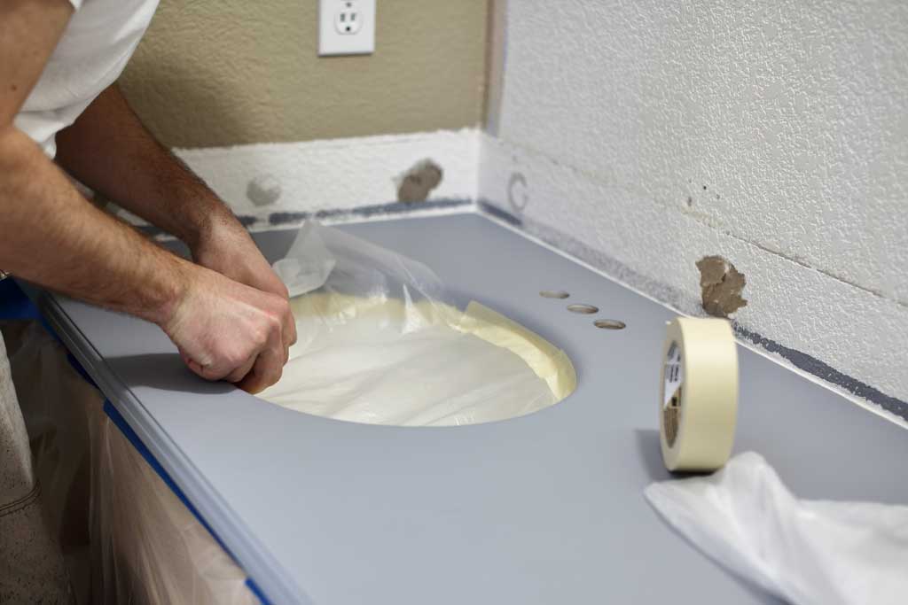 preparing sink for epoxy