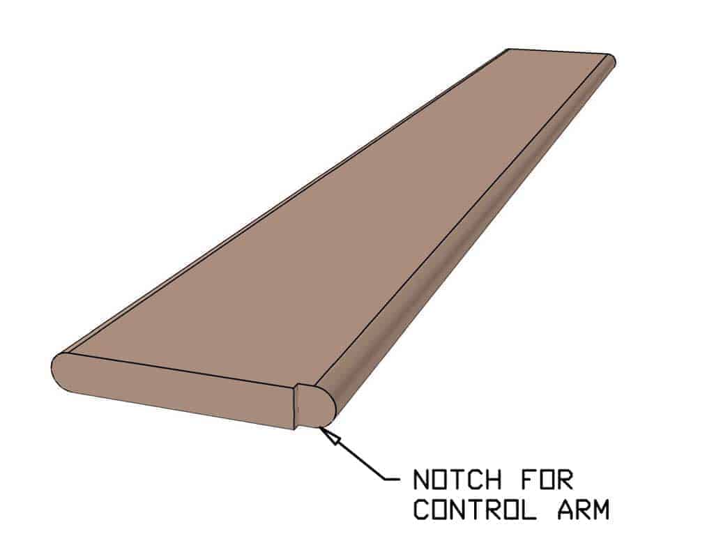 notch slat for control arm